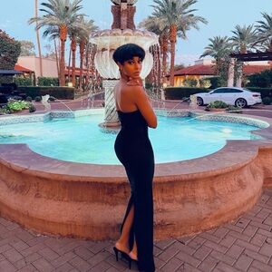 Naked Wardrobe Midnight Black Strapless Maxi Dress